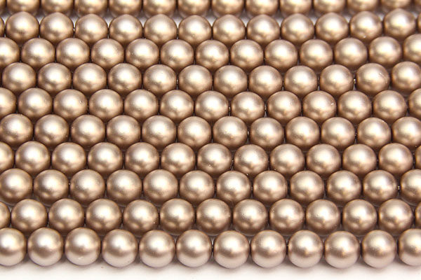 6mm Mocha Frosted Preciosa Glass Pearl Beads