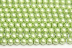 6mm Pastel Pistachio Frosted Preciosa Glass Pearl Beads