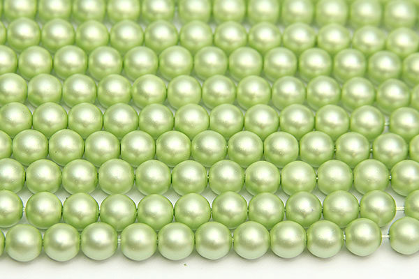 6mm Pastel Pistachio Frosted Preciosa Glass Pearl Beads