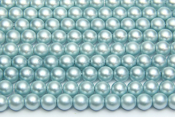 6mm Pastel Sky Blue Frosted Preciosa Glass Pearl Beads