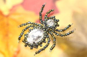 Glorious Green Sparkly Beaded Spider