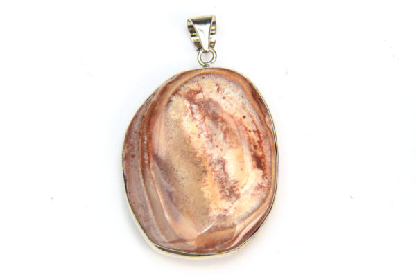 Red Agate Silver Framed Pebble Pendant