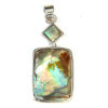 Abelone Shell Rectangle and Diamond Pendant