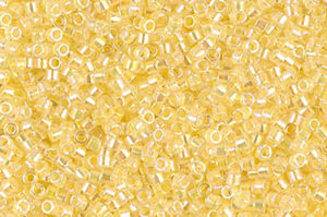 Lined Pale Yellow AB Delica Beads