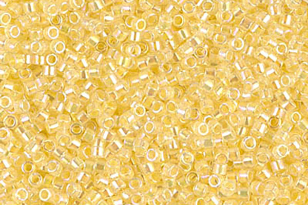 Lined Pale Yellow AB Delica Beads