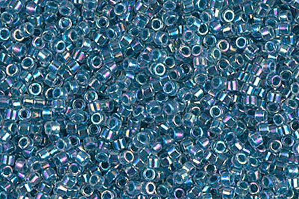 Marine Blue Lined Crystal AB Delica Beads