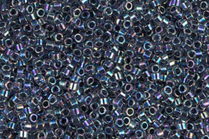 Lined Dark Blue AB Delica Beads