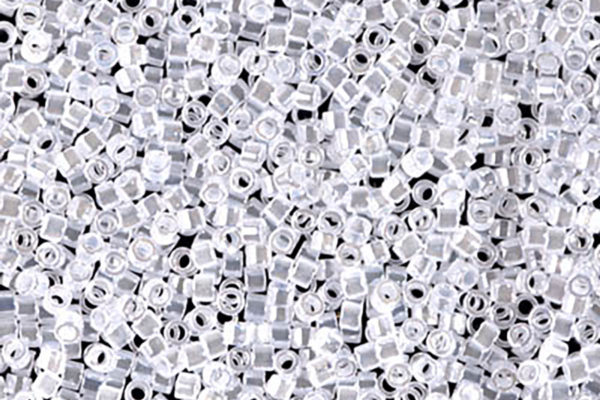 Lined Crystal White Luster Delica Beads