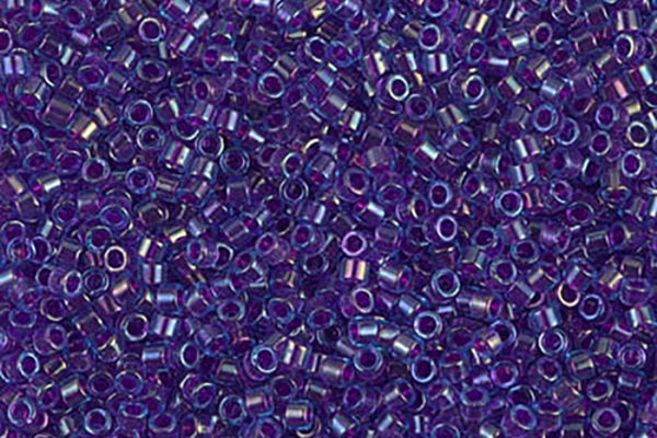 Fuchsia Lined Aqua AB Delica Beads