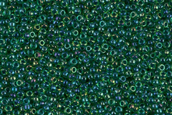 Dark Blue Lined Green AB Miyuki 15/0 Seed Beads