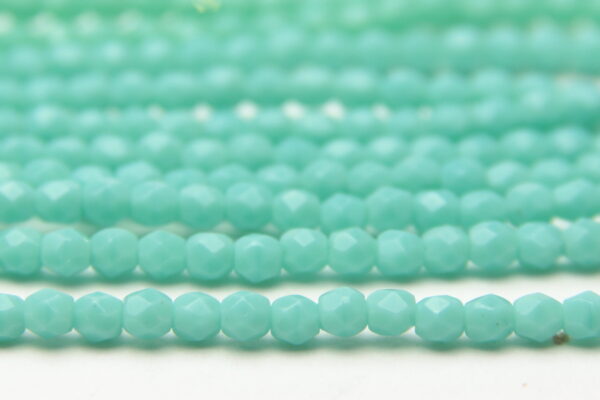 3mm Opaque Granada Green Firepolished Czech Glass