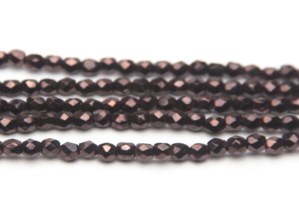 3mm Metallic Redwood Firepolished Czech Glass