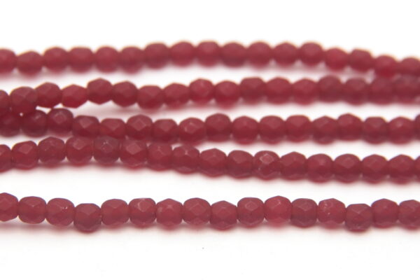 3mm Frosted Garnet Firepolished Czech Glass