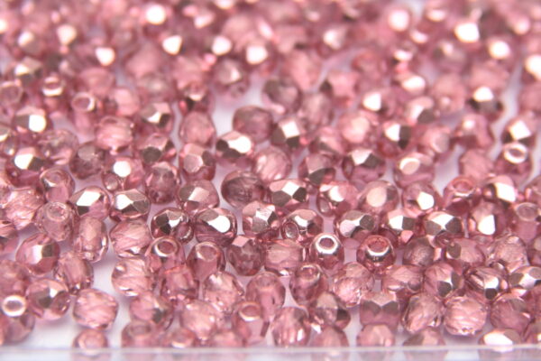3mm Semi Metallic Watermelon Firepolished Czech Glass