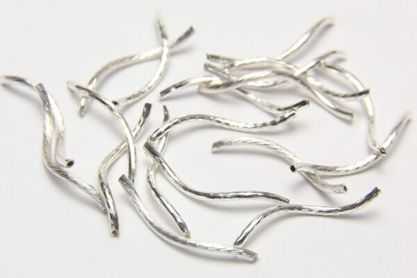 20x2mm Bright Silver Fancy Helix Tubes
