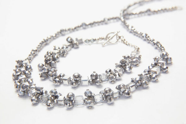 Classic Silver Amour Crystal Necklace and Bracelet Kit