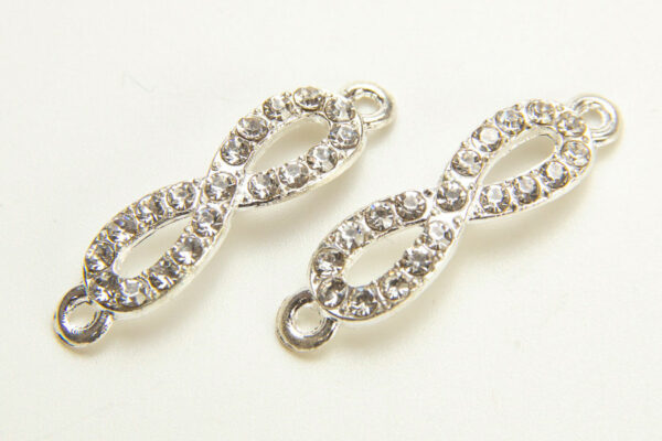 26x7mm Silver Plated infinity Crystal Slider