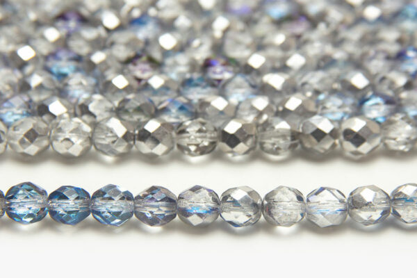 8mm Silver Sky Demi Metallic Fire Polished Czech Glass