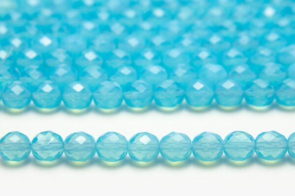8mm Maya Blue Frosted Fire Polished Czech Glass