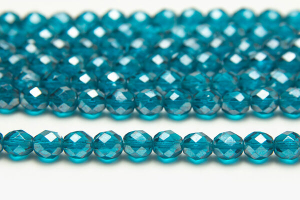 8mm Aquamarine Crystal Lustre Fire Polished Czech Glass
