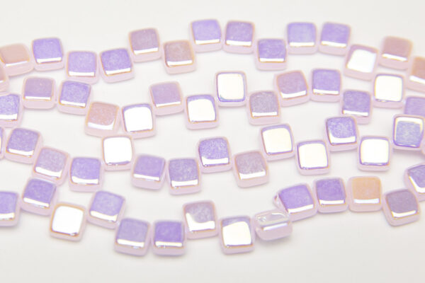 Soft Rose AB 2-Hole 6mm Tile Beads
