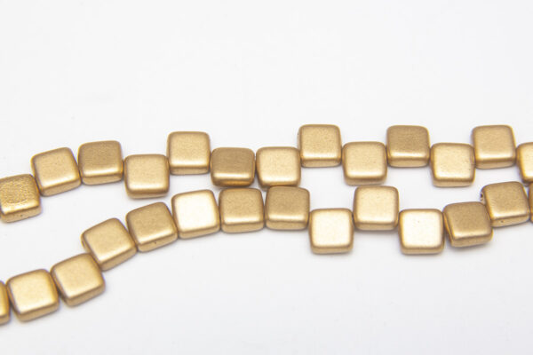 Satin Gold 2-Hole 6mm Tile Beads