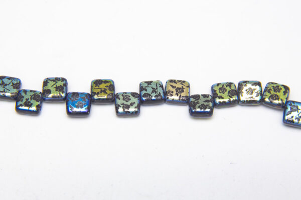 Midnight Rose Stenciled 2-Hole 6mm Tile Beads