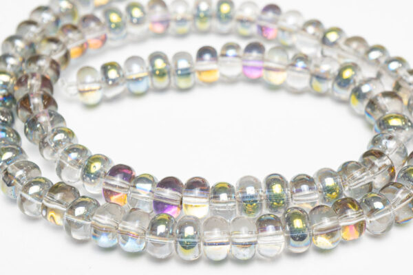 6x4mm Pixie Green Crystal Aurora Rondelles