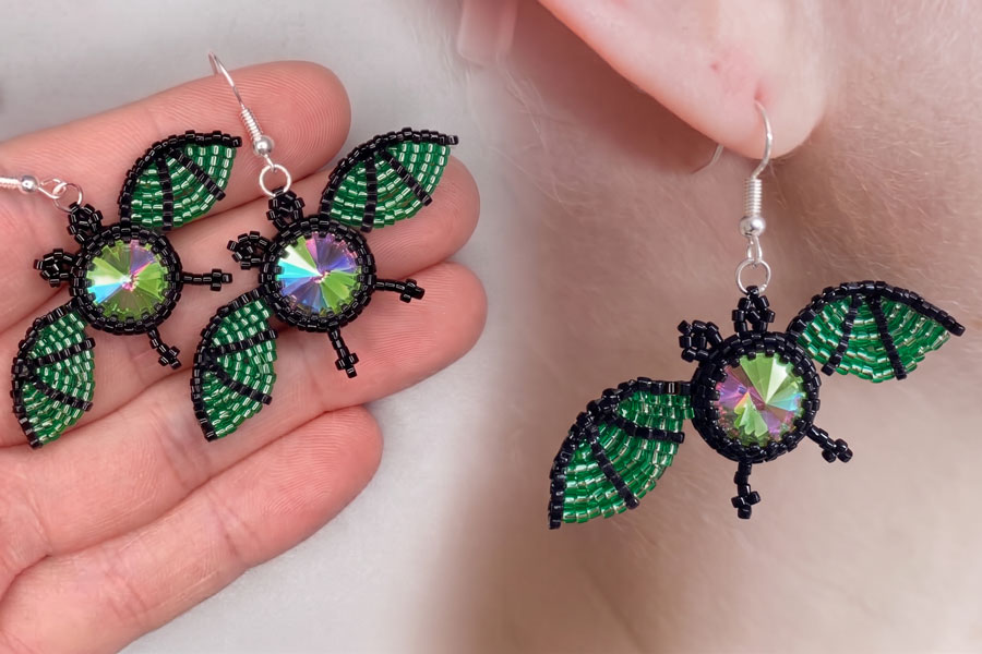 Wicked Aurora Crystal Bat Beaded Earrings Kit