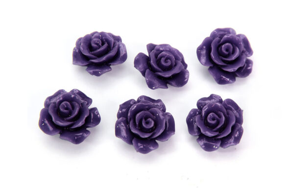 12mm Deep Purple Rose Gemstone Flower Beads
