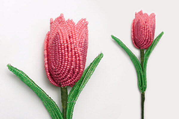 pink french beaded flower tulip