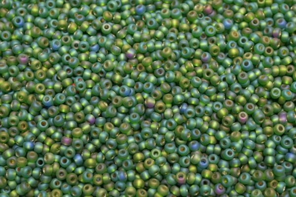 Frosted Silver Lined Rainbow Holly Green Preciosa Seed Beads