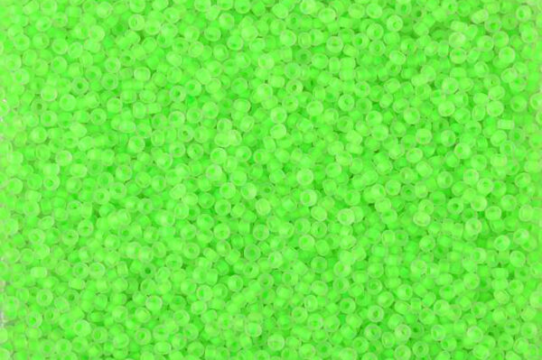 Matte Colour Lined Flourescent Lime Preciosa Seed Beads