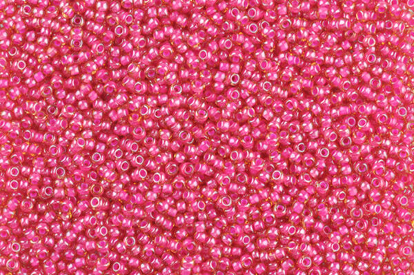 Magenta Lined Amber  Preciosa Seed Beads