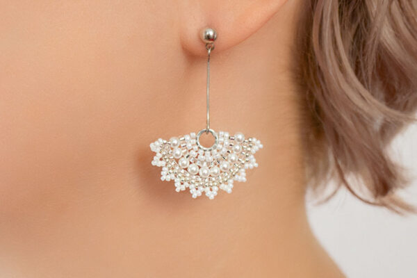 White Lace Chantilly Beaded Earrings Kit - Image 2