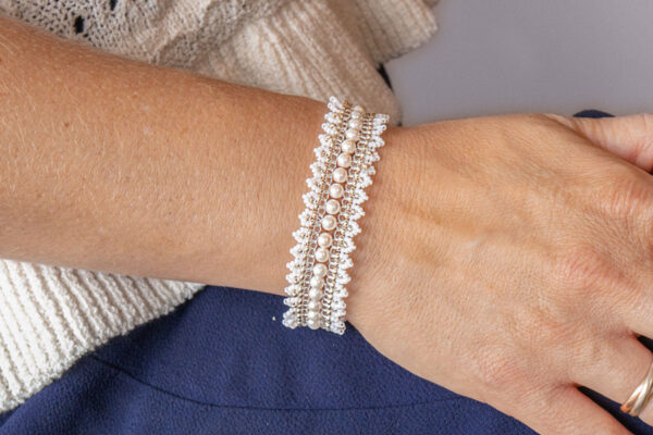 White Lace Chantilly Beaded Bracelet Kit - Image 2