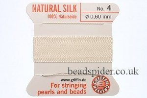 White 100% Silk Knotting Thread size 4