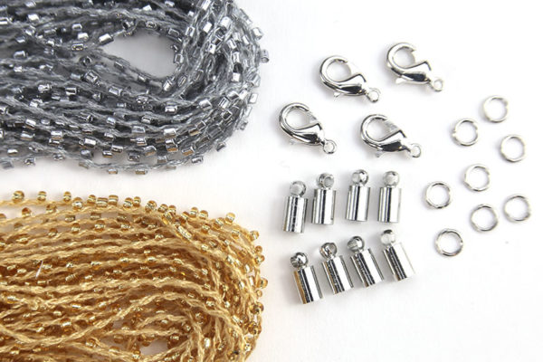 Gold and Silver Beaded Thread Jewellery Kit