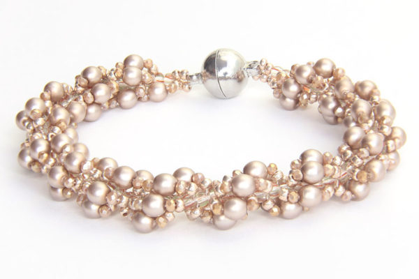 Bronze Goddess Crystal Cascade Twisted Spiral Bracelet