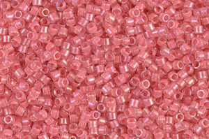 Lined Rose Pink AB Delica Beads