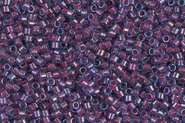 Hot Pink Lined Aqua AB Delica Beads