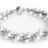 Satin Silver Crystal Cascade Twisted Spiral Bracelet