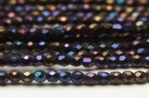 3mm Metallic Galaxy Purple AB Firepolished Czech Glass