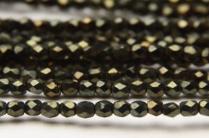 3mm Opaque Mottled Picasso Moss Firepolished Czech Glass