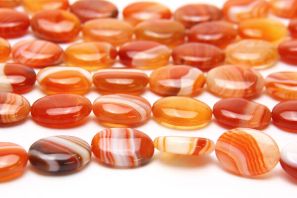 Banded Red Agate 20x15mm Oval Semi Precious Gemstones