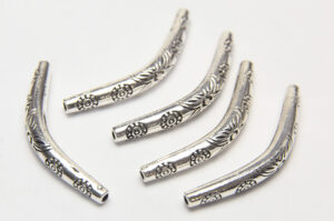 30x3mm Silver Decorative Curved Tubes
