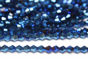 6mm Metallic Electric Blue Crystal Bicones