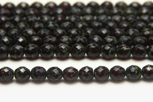 8mm Jet Green Opaque Hurricane Fire Polished Czech Glass
