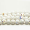 8mm White Opaque Demi AB Fire Polished Czech Glass