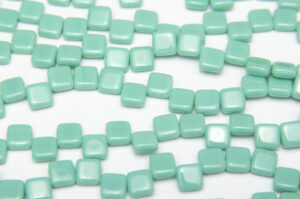 Opaque Turquoise 2-Hole 6mm Tile Beads